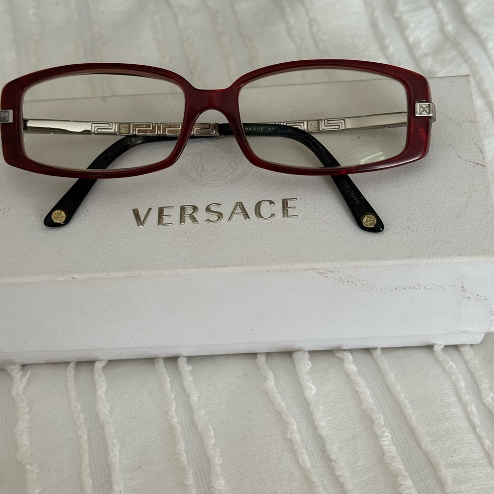 Versace Red Rectangular Glasses with case